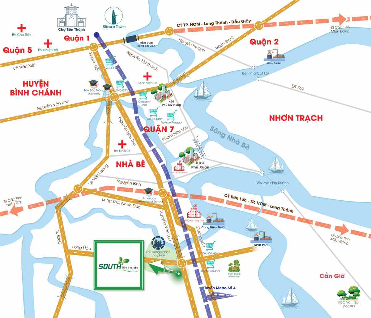 南河滨 Nha Be 住宅区项目的位置，第 7 区
